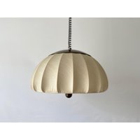 Hängelampe Stoff Antik Bronze Optik Metall Mid-Century Modern Verstellbare Xl Pendellampe Von Cosack Leuchten, 1970Er Jahre, Deutschland von VintageInModeDeluxe