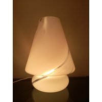 Murano Pilz Lampe Weiß Wirbel Glas Riesige 46 cm Made in Italy 1980Er Jahre von VintageIri