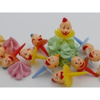 10Er Set Vintage Clown Köpfe Kuchen Topper Dekoration von VintageJoyForAll