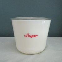 Weinlese Mckee Custard 40 Unze. Zuckerdose | Rote Schrift von VintageKitchenwareUS