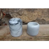 2 Tlg. Set Marmor Teelichthalter Vintage 80Er Jahre von VintageKreativecke