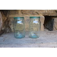2Er Set Alte 0, 9 L Einmachgläser Konservengläser Vorratsgläser Bindeglas 50Er 60Er Jahre Ddr von VintageKreativecke