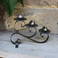 3 Flammiger Kerzenleuchter Schmiedeeisen Vintage 60Erjahre Ddr von VintageKreativecke