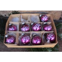 9 Alte Christbaumkugeln Pink Blumen Sterne Dekor Christbaumschmuck Christmas Ornaments Lauscha Glas Vintage 60Er 70Er Jahre Ddr Gdr von VintageKreativecke