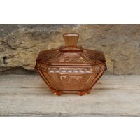 Art Deco Deckeldose Bonbonniere Konfektschale Gebäckdose Rosalinglas Walther Glas Walpurgis 50Er Jahre von VintageKreativecke