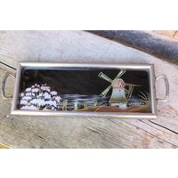 Art Deco Tablett Glas Metall 30 Jahre von VintageKreativecke