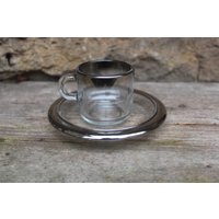 Espressotasse Mit Untertasse/Silberrand Bormioli Rocco Glas Vitrosax Italy 70Er 80Er Jahre Espressotasse Mit Untertasse/Silberrand Bormioli Rocco Glas Vitrosax Italy 70Er 80Er Jahre von VintageKreativecke