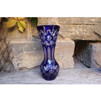 Große Nachtmann Vase 24 % Bleikristall Überfangglas Lupenschliff Handmade Midcentury 60Er 70Er Jahre von VintageKreativecke