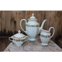 Großes Hutschenreuther Hohenberg Kaffeekern Set Kaffeekanne Michkännchen Zuckerdose Porzellan Jubiläumsserie 1814 1914 von VintageKreativecke