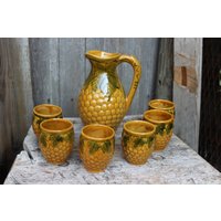 Krug Becher Set Maiskolben Majolika Keramik 50Er 60Er Jahr von VintageKreativecke