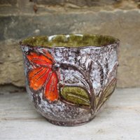 Midcentury Blumentopf Mit Blumendekor/Übertopf Pflanztopf Keramik Vintage 60Er 70Er Jahre Midcentury Blumentopf Mit Blumendekor/Übertopf Pflanztopf Keramik Vintage 60Er 70Er Jahre von VintageKreativecke