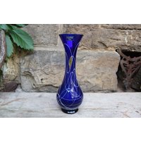 Vase Lucka Glas Kobaltblau Goldauflage Vintage 80Er 90Er Jahre Vase Lucka Glas Kobaltblau Goldauflage Vintage 80Er 90Er Jahre von VintageKreativecke