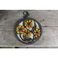 Wandplatte Blumen Jan Van Erp Wandkachel Wandbild Keramik 60Er 70Er Jahre Niederlande von VintageKreativecke