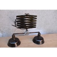 Ke193 Antike Doppel-Blech Schirm Decken Scherenlampe von VintageLivingGars