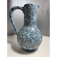 Mccoy Signierte Keramik Vase Blau Mit Schwarzer Brokat Krug 50Er Jahre Sammler Wohndekoration von VintageLoveAntiques