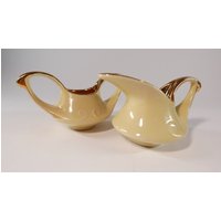 Vintage Perle China Co Zucker & Milchkännchen - Art Deco Gelb Mit 22K Goldverzierung von VintageMTL