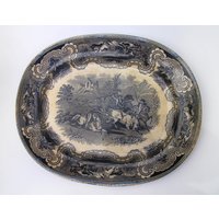 Antike Keramik Platte - Xix Jahrhundert Aus Spanien Jagdszene Antike Keramik Platte - Xix Jahrhundert Aus Spanien Jagdszene von VintageMemoryChest