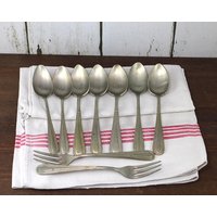 Vintage Kaffee Löffel Antike Deutsche Silber Tee Und Gabeln - Französisch Dekor Ca. 1900 von VintageMemoryChest