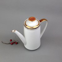 Große Weiße Vintage Kaffeekanne Aus Feinem Porzellan Verziert Mit Vergoldeten Ornamenten Von Winterling, Bavaria von VintageMuseumShop