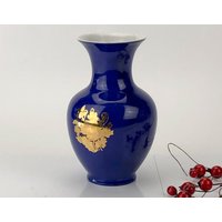 Kleine Dekorative Vintage Blaue Greidlitr Vase Aus Deutschland von VintageMuseumShop