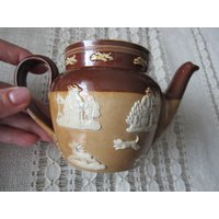 Antike Royal Doulton Lambeth Teekanne Braun Glasierte Steingut Harvest Retro Brown Earthen Ware Keramik Ohne Deckel von VintageOldFox