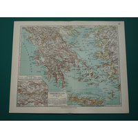 1905 Antike Landkarte Von Griechenland Original Alter Vintage Druck Athen Schränkt Die Größe 10x12" 1905 Antike Landkarte Von Griechenland Original Alter Vintage Druck Athen Schränkt Die Größe 10x12" von VintageOldMaps