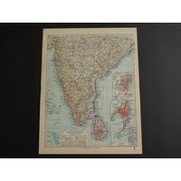 Alte Landkarte Von Indien 1931 Antike Deutsche Über Südindien Madras Und Bombay Mumbai Chenai Nagpur Hyderabad Vintage Landkarten 24x31C 9x12'' von VintageOldMaps