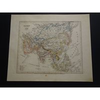 Asia Alte Landkarte Von Asien 1849 Original Handkolorierter Antiker Druck Kolonien China Indonesien - Landkarten Kontinent 24x28C 9x11" von VintageOldMaps
