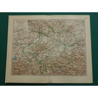 Austria Alte Landkarte Österreich 1905 Original Antique Druck Salzburg Linz Ried Freistadt Umgebung Vintage Karten 10x12" von VintageOldMaps