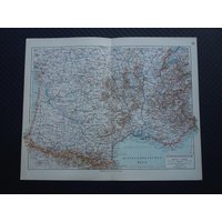 Frankreich Alte Landkarte Von Südfrankreich 1905 Detailreicher Antiker Druck - Original Vintage Karten von VintageOldMaps