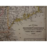 Massachusetts Alte Landkarte Um 1850 Alter Originaldruck Von Maine Boston Maplesen New Haven Hartford Hampshire Usa 23x30cm von VintageOldMaps