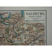 Salzburg Alte Karte Von Salzburg Land Österreich - 1913 Vintage Landkarte Land Hallein Bad Ischl 15x26cm von VintageOldMaps