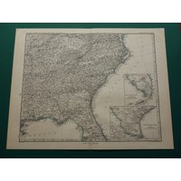Vintage Landkarte Usa Gross 1878 Originale Alte Antike Von Us Ostküste Atlanta Raleger Nashville Kolumbien 14x19 Groß von VintageOldMaps