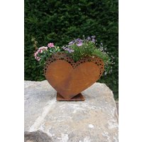 Edelrost Herz Filigran Auf Platte - Pflanzschale Blumentopf Blumendeko von VintageOneDeko
