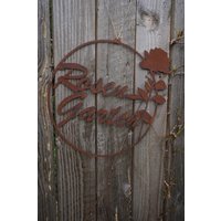 Schild "Rosengarten" - Edelrost Dekoring Rostdeko Garten von VintageOneDeko