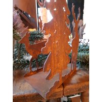 Teelichthalter Mit Wild Und Wald - Edelrost Kerzenhalter von VintageOneDeko