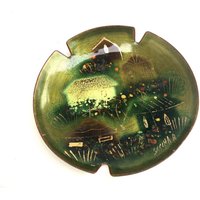 Mid Century Sascha Brastoff Emaille Aschenbecher ~ Grüner Schmuckteller, Catch All, Dekorativer Teller Haus Und Baum Design Signiert B Mid Century Sascha Brastoff Emaille Aschenbecher ~ Grüner Schmuckteller, Catch All, Dekorativer Teller Haus Und Baum Design Signiert B von VintageParamour