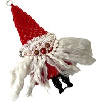 Vintage Makramee Weihnachtsmann ~ Handgemachter Textiler Kunst Wandbehang Verspieltes Rot & Weißes Weihnachtsdekor Vintage Makramee Weihnachtsmann ~ Handgemachter Textiler Kunst Wandbehang Verspieltes Rot & Weißes Weihnachtsdekor von VintageParamour