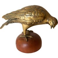 Vintage Messing Vogel Skulptur ~ Hollywood Regency Dekor Wald Antike Taube Oder Statue Auf Holzsockel Geschenk Für Vogelliebhaber von VintageParamour