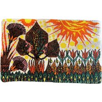 Vintage Rya Wandbehang ~ Sunshine Garden Mod Rug Original Mid Century Shag Teppich Kunststück Signiert 55" By 35" Vintage Rya Wandbehang ~ Sunshine Garden Mod Rug Original Mid Century Shag Teppich Kunststück Signiert 55" By 35" von VintageParamour