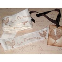 Musselin La Provance Hahn Vintage Handgestempeltes Musselinband Ecs von VintageParisMarket