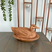 Vintage Entenschale Keramik Deckelschale Braun von VintagePenelopeJean