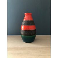 Vintage Mid Century Modern West German Pottery Dumler Und Breiden Vase 123/17 Petrol Orange Vintage Mid Century Modern West German Pottery Dumler Und Breiden Vase 123/17 Petrol Orange von VintagePrairieGems