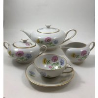 Vintage Tirschenreuth Porzellan Tee Set Teekanne Hübsche Frühlingsblumen Anemonen von VintagePrairieGems