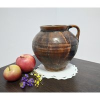 Große Antike Topf Vase Vintage Keramik Ton Steingut Krug Country Bauernhaus Primitive Rustikale Wohnkultur von VintagePresents