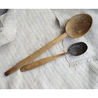 Große Holzlöffel Hand Geschnitzt Holz Rustikal Küche Dekor Landhaus Shipherd's Löffel Primitive Antikes Geschenk Bauernhaus Löffel-Set von VintagePresents