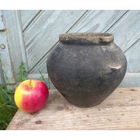 Primitive Topf Antik Ton Vase Schwarze Keramik Crock Rustikale Landhaus Krug Bauernhaus Küchen Dekor von VintagePresents