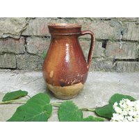 Rustikale Keramik Krug Vase Primitive Antiker Ton Ukrainisch Crock Bauernhaus Wohndekor Land Geschenkidee Steingut Gefäß von VintagePresents