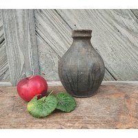 Vintage Vase Schwarz Keramik Topf Antike Ton Krug Alte Rustikale Steingut Gefäß Land Geschenk Bauernhaus Primitives Dekor von VintagePresents