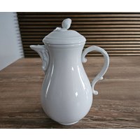 Wunderschöner Porzellan Krug Meissen Deutscher Antiker Caffee Tee Krug Meißener Weiß Kanne von VintagePrinces